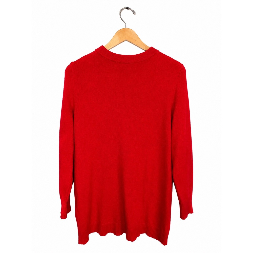 Anthropologie Red Button Front Tunic Sweater Womens M Long Sleeve Knit Top - Picture 3 of 7